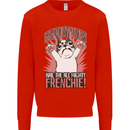 Hail the All Mighty Frenchie French Bulldog Dog Kids Sweatshirt Jumper Bright Red