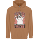 Hail the All Mighty Frenchie French Bulldog Dog Mens 80% Cotton Hoodie Caramel Latte