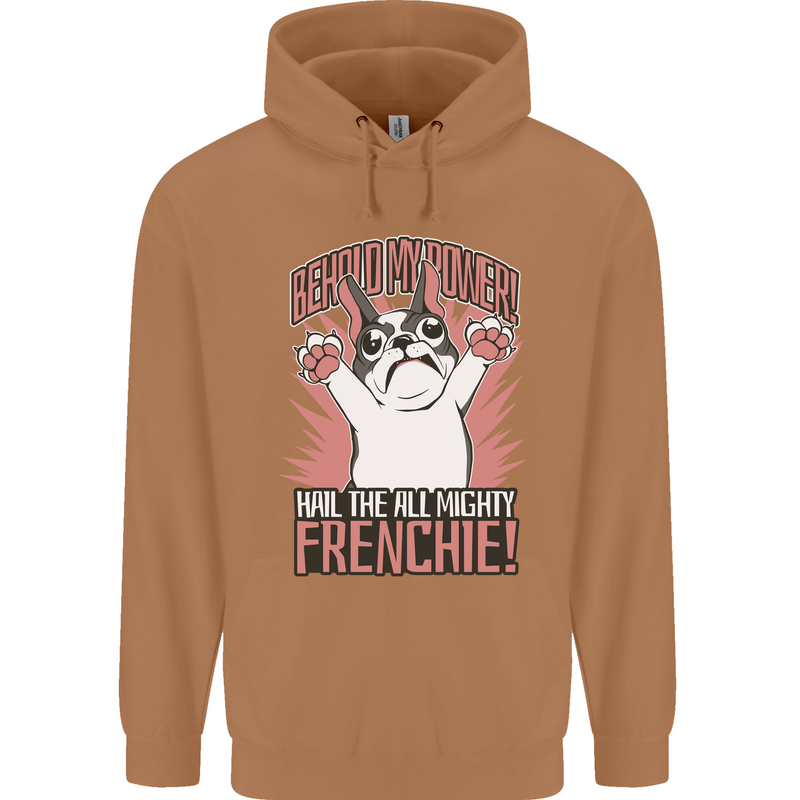 Hail the All Mighty Frenchie French Bulldog Dog Mens 80% Cotton Hoodie Caramel Latte