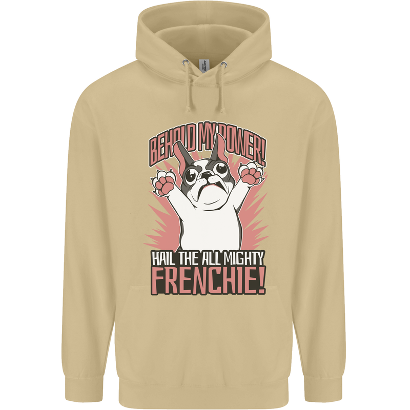 Hail the All Mighty Frenchie French Bulldog Dog Mens 80% Cotton Hoodie Sand