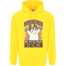 Hail the All Mighty Frenchie French Bulldog Dog Mens 80% Cotton Hoodie Yellow