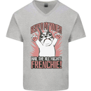 Hail the All Mighty Frenchie French Bulldog Dog Mens V-Neck Cotton T-Shirt Sports Grey