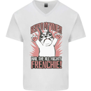Hail the All Mighty Frenchie French Bulldog Dog Mens V-Neck Cotton T-Shirt White