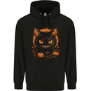 Halloween Cat With Pumpkins Mens 80% Cotton Hoodie Black