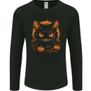 Halloween Cat With Pumpkins Mens Long Sleeve T-Shirt Black