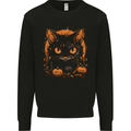 Halloween Cat With Pumpkins Mens Sweatshirt Jumper Black