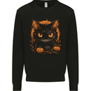 Halloween Cat With Pumpkins Mens Sweatshirt Jumper Black