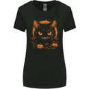Halloween Cat With Pumpkins Womens Wider Cut T-Shirt Black