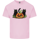 Halloween Cats With a Pumpkin Kids T-Shirt Childrens Light Pink