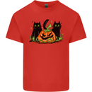 Halloween Cats With a Pumpkin Kids T-Shirt Childrens Red