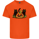 Halloween Cats With a Pumpkin Mens Cotton T-Shirt Tee Top Orange