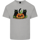 Halloween Cats With a Pumpkin Mens Cotton T-Shirt Tee Top Sports Grey