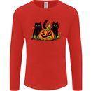 Halloween Cats With a Pumpkin Mens Long Sleeve T-Shirt Red