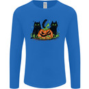 Halloween Cats With a Pumpkin Mens Long Sleeve T-Shirt Royal Blue