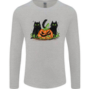 Halloween Cats With a Pumpkin Mens Long Sleeve T-Shirt Sports Grey