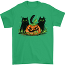 Halloween Cats With a Pumpkin Mens T-Shirt 100% Cotton Irish Green
