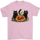 Halloween Cats With a Pumpkin Mens T-Shirt 100% Cotton Light Pink