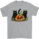 Halloween Cats With a Pumpkin Mens T-Shirt 100% Cotton Sports Grey