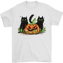 Halloween Cats With a Pumpkin Mens T-Shirt 100% Cotton White