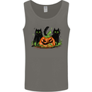 Halloween Cats With a Pumpkin Mens Vest Tank Top Charcoal