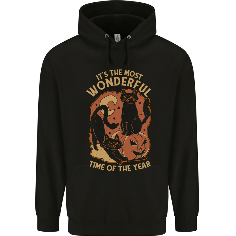 Halloween Cats Wonderful Time of the Year Childrens Kids Hoodie Black