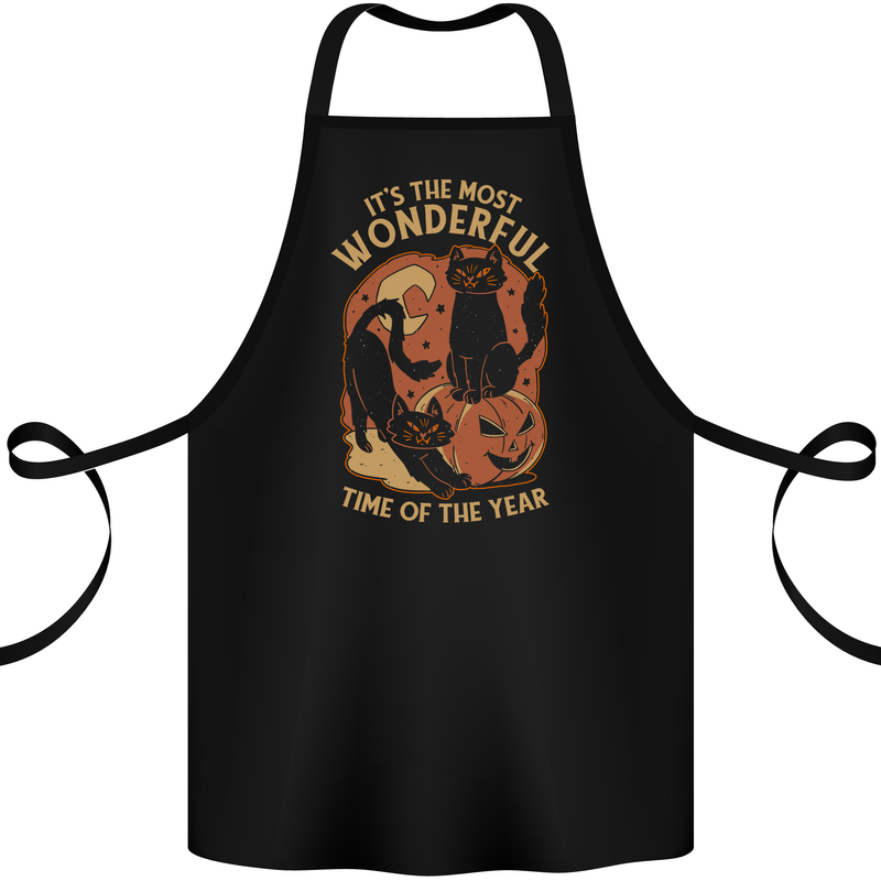 Halloween Cats Wonderful Time of the Year Cotton Apron 100% Organic Black