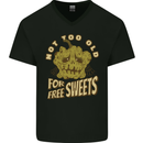 Halloween Not Too Old for Free Sweets Mens V-Neck Cotton T-Shirt Black