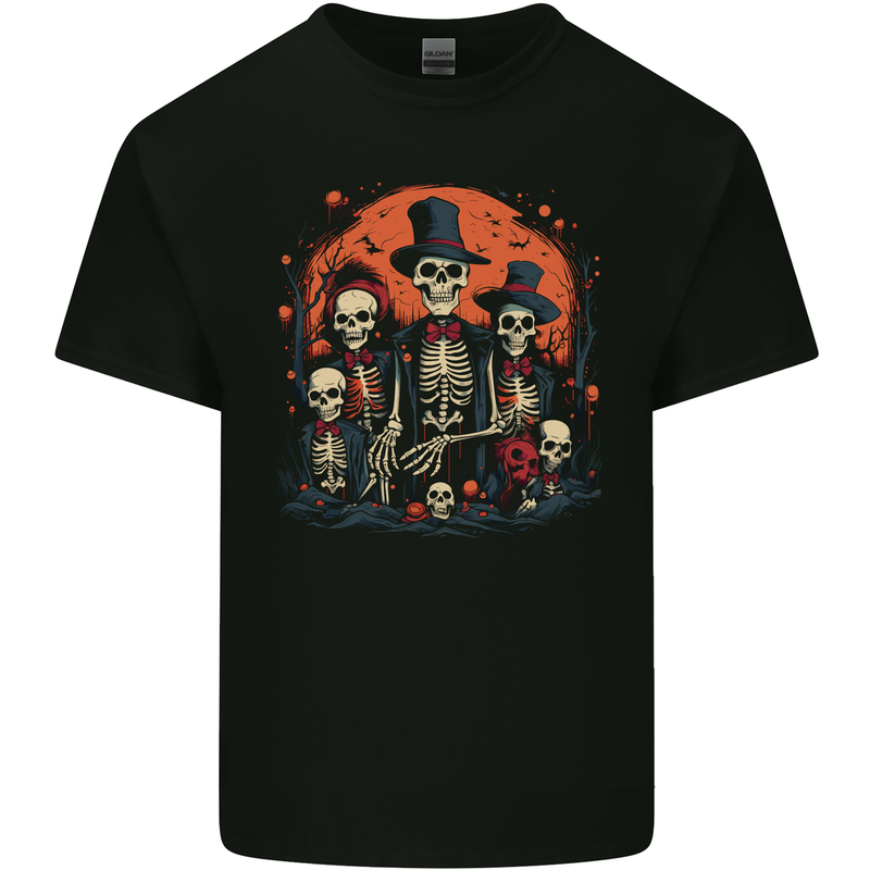 Halloween Skeleton Family With Skulls Kids T-Shirt Childrens Black