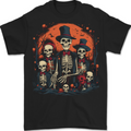 Halloween Skeleton Family With Skulls Mens T-Shirt 100% Cotton BLACK