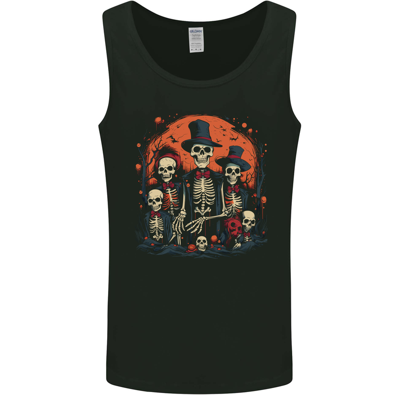 Halloween Skeleton Family With Skulls Mens Vest Tank Top Black