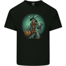 Halloween Skull With a Pumpkin Kids T-Shirt Childrens Black