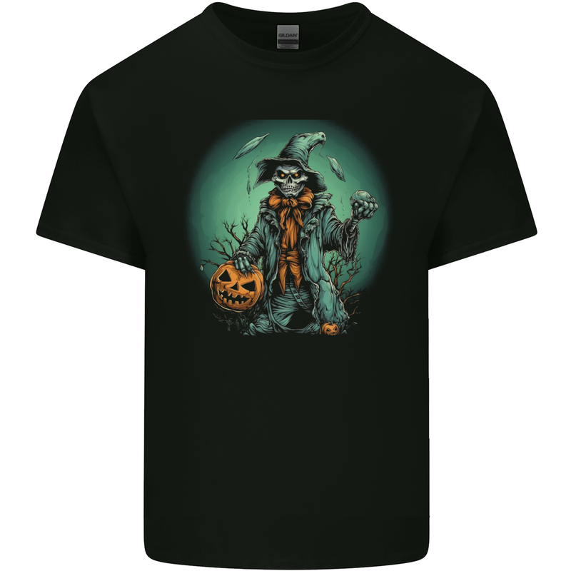 Halloween Skull With a Pumpkin Kids T-Shirt Childrens Black