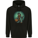 Halloween Skull With a Pumpkin Mens 80% Cotton Hoodie Black