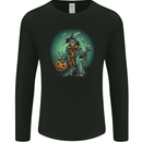 Halloween Skull With a Pumpkin Mens Long Sleeve T-Shirt Black