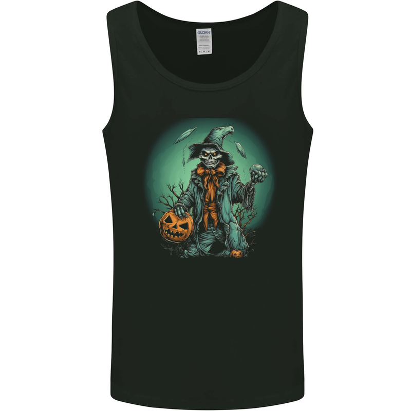 Halloween Skull With a Pumpkin Mens Vest Tank Top Black