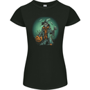 Halloween Skull With a Pumpkin Womens Petite Cut T-Shirt Black