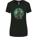 Halloween Skull With a Pumpkin Womens Wider Cut T-Shirt Black