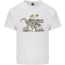 Halloween T-Rex and Skeleton Dinosaur Mens Cotton T-Shirt Tee Top White