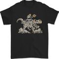 Halloween T-Rex and Skeleton Dinosaur Mens T-Shirt 100% Cotton Black