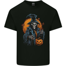 Halloween Wizard Witch With a Pumpkin Skull Kids T-Shirt Childrens Black
