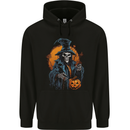 Halloween Wizard Witch With a Pumpkin Skull Mens 80% Cotton Hoodie Black