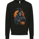 Halloween Wizard Witch With a Pumpkin Skull Mens Sweatshirt Jumper Black