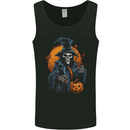 Halloween Wizard Witch With a Pumpkin Skull Mens Vest Tank Top Black