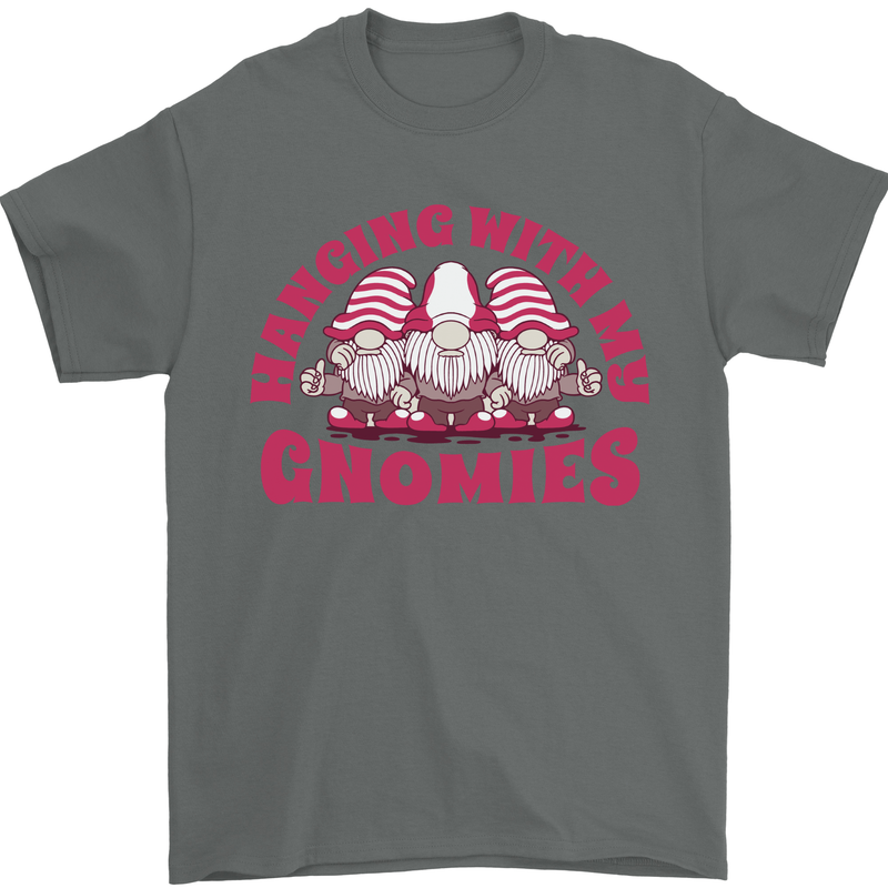 Hanging With My Gnomies Funny Gnome Mens T-Shirt 100% Cotton Charcoal