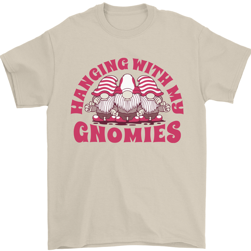 Hanging With My Gnomies Funny Gnome Mens T-Shirt 100% Cotton Sand