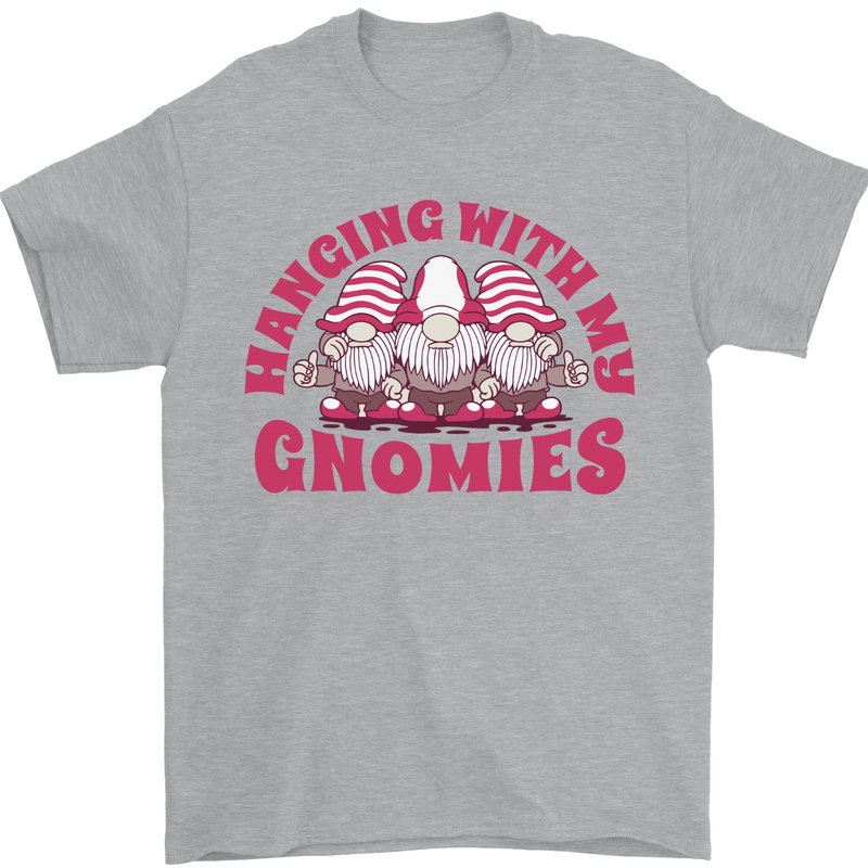 Hanging With My Gnomies Funny Gnome Mens T-Shirt 100% Cotton Sports Grey
