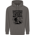 Happiness is Hiking With My Dog Funny Mens 80% Cotton Hoodie Charcoal
