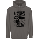 Happiness is Hiking With My Dog Funny Mens 80% Cotton Hoodie Charcoal
