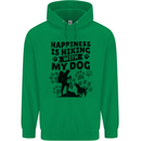 Happiness is Hiking With My Dog Funny Mens 80% Cotton Hoodie Irish Green