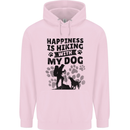 Happiness is Hiking With My Dog Funny Mens 80% Cotton Hoodie Light Pink